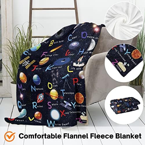 Espaço externo do alfabeto cobertor de astronauta para bebês criança abc planeta arremesso cobertores
