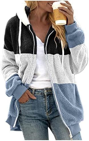 Xiloccer Casacos de inverno e jaquetas Xiloccer Costura de bolso fofo Capuz Sweatershirthirt Solid Solid Artificial