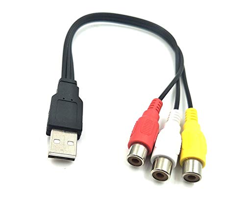 Halokny USB a 3 Cabo RCA, 8 polegadas USB 2.0 A Male a 3RCA Famale Audio Capture Card Av Composite