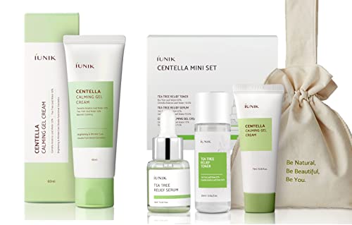Iunik Centella Mini Conjunto, conjunto de cuidados com a pele para viagens, ultra calmante e hidratante para pele