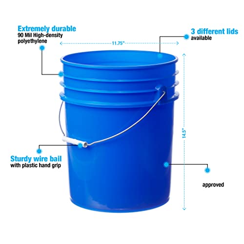 Hudson Exchange 5 galões de balde de recipiente de balde com tampa de selo gama, hdpe de grau de grau de