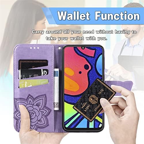 Caixa da carteira xyx para Samsung A42 5G, caça de fólio protetora de cartão de couro com borboletas