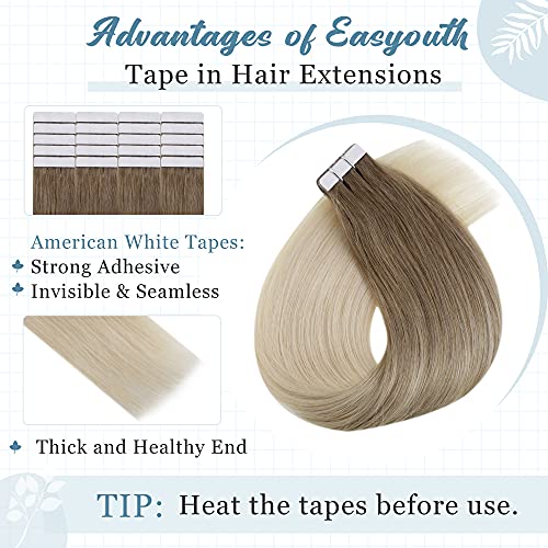 Easyouth One Pack Weft Haf Hair Extensions Real Human Hair e uma fita de embalagem em extensões de cabelo humano
