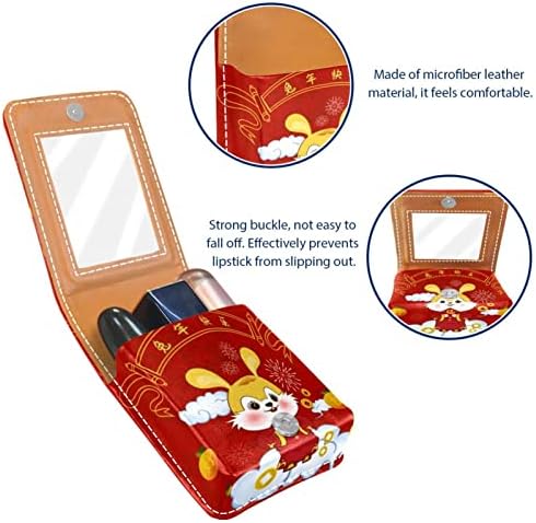 Oryuekan maquiagem batom titular mini bolsa de viagem bolsa de cosméticos, organizador com espelho