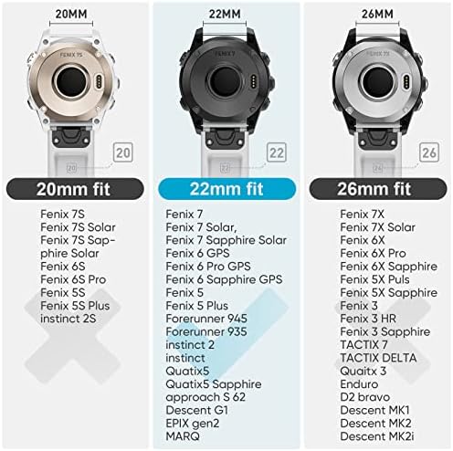 Lepmok para Garmin Fenix ​​7 Watch Bands, 22mm Quickfit Silicone Band para Garmin Fenix ​​6, Fenix