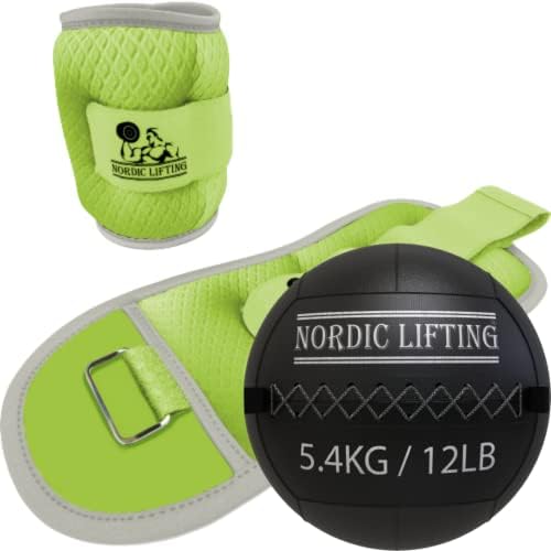 Pesos do pulso do tornozelo 3 lb - pacote verde com bola de parede 12 lb