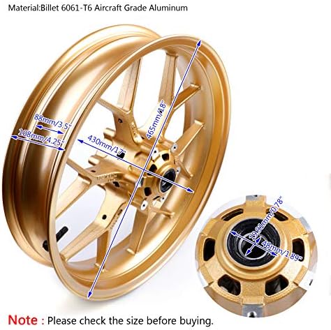 Are de roda dianteira Areyourshop 17 x 3,5 para CBR 600 RR CBR600RR 2013-2017 Cor de ouro