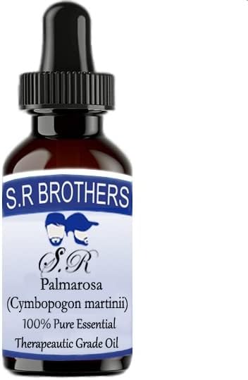 S.R Brothers Palmarosa Pure e Natural Therapeautic Grade Essential Oil com conta -gotas 100ml