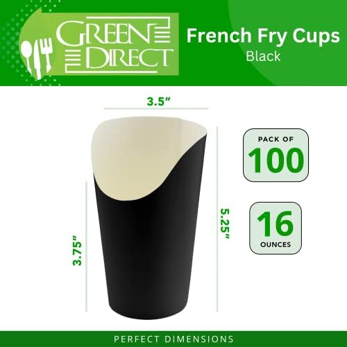 Verde Direto Direto 16 oz. Papel descartável Fry Fry Cups | Charcuterie Cups Disponível French Fry Holder Pack
