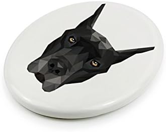 Ótimo dinamarquês, placa de cerâmica de lápide com uma imagem de um cachorro, geométrico
