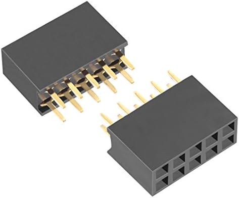 UXCELL 50pcs 2,54mm Pitch 2x5 pinos Linha dupla do conector reto fêmea tira do cabeçalho do cabeçalho PCB Soquete