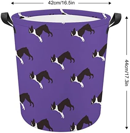 Boston Terrier Breed Breed Leundry cesto de cesto de armazenamento dobra cestas de roupas de bolsa para
