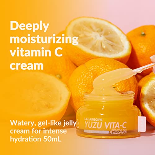 Lalarecipe Yuzu Vitamina C Creme de rosto | Creme de iluminação da pele para o rosto com niacinamida | Creme