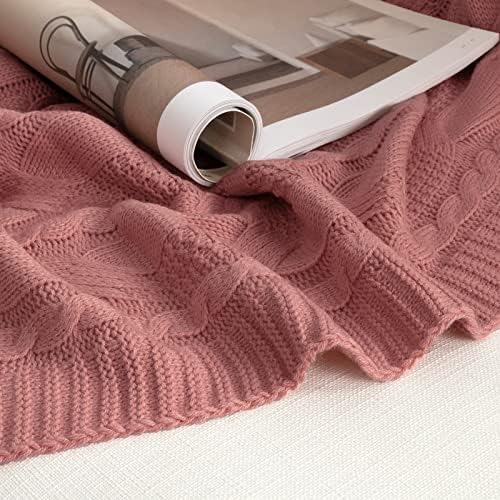 Aormenzy Dusty Rink Knit Throw Clanta de cabo malha decorativa cobertor empoeirado rosa macio macio de malha