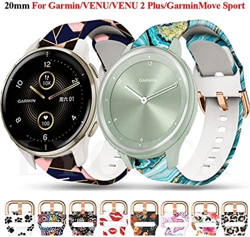 UMCNVV 20mm Banda oficial de silicone para Garmin Move Sport Strap Watch Band para Garmin Venu 2 Plus Sq