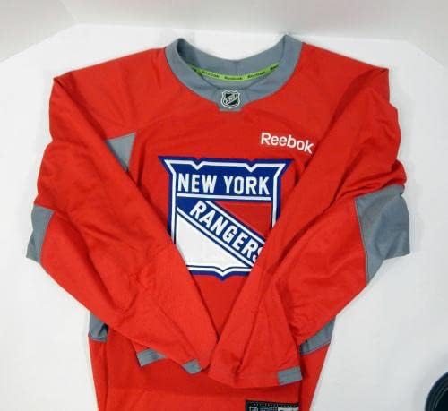 O jogo do New York Rangers usou o Red Practice Jersey Reebok NHL 58 DP29924 - Jogo usado NHL Jerseys