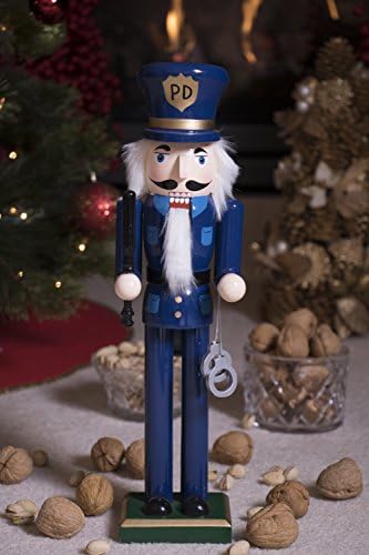 Policial de criações inteligentes 15 polegadas de madeira tradicional de madeira, decoração festiva de Natal para