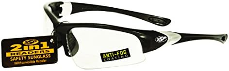 Eyewear SSP 1,50 óculos de segurança bifocal/leitor com molduras vermelhas e lentes espelhadas, entiat