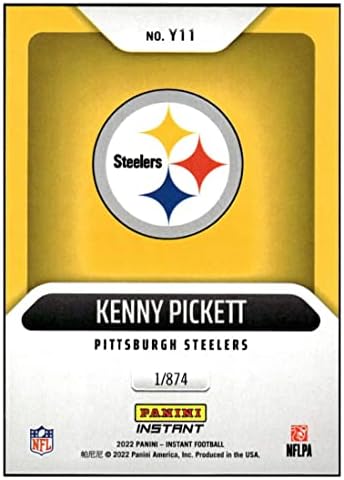 Kenny Pickett RC 2022 Panini Instant One /874 Rookie Y11 nm+ -mt+ nfl futebol Steelers