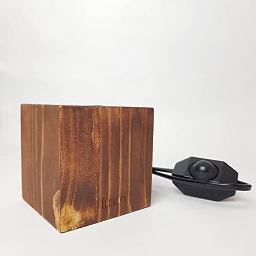Looxury Wood Cubic Industrial único Lâmpada de mesa - estilo mínimo vintage - Móveis para decoração - marrom escuro