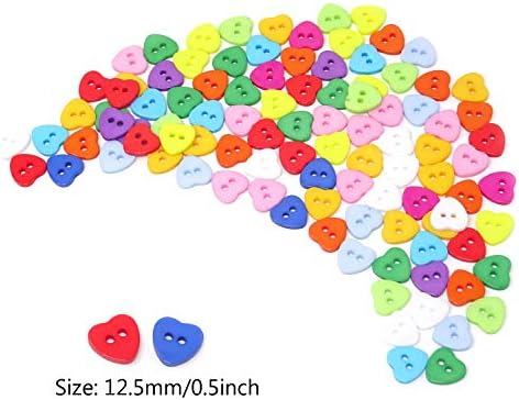 Honbay 100pcs 12,5cm/0,5 polegada em forma de coração Colhes de doces de resina Botão 2 orifícios