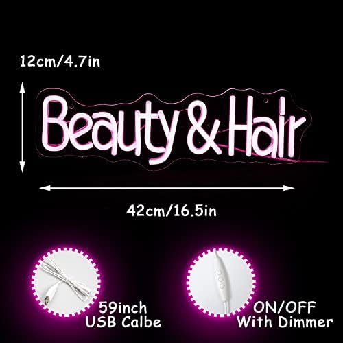 Alkkign Beauty Hair Neon Sign Demmable Pink Letter Sinais de néon Salão Salão Salão Palavra LED LED NEO