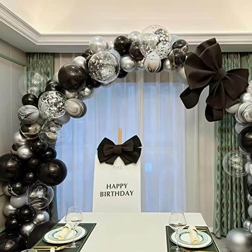 Balões de festa de prata branca preta, 50pcs de 12 polegadas de mármore mais grosso preto e pérola Balões de látex