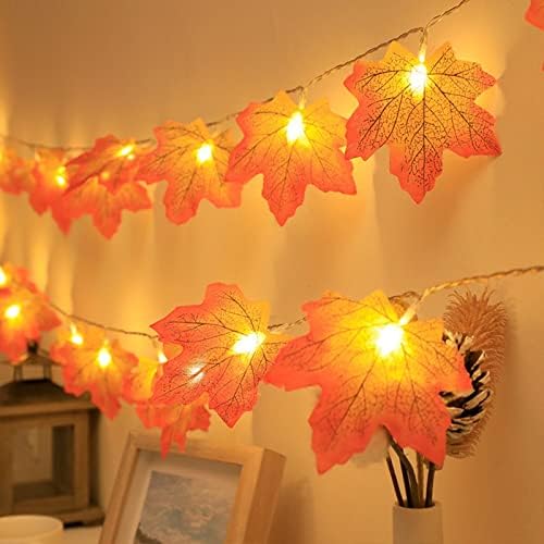 4 Pack Decorações de outono para luzes de cordas de folhas domésticas, bordo de folhas de bordo Operado