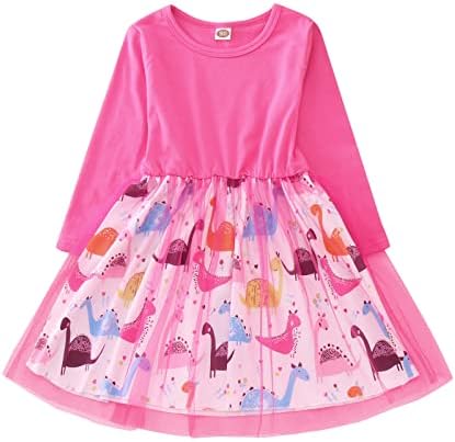 Meninas saia de vestido Criança criança meninas meninas sem mangas retchwork dinossaury festa tule princesa