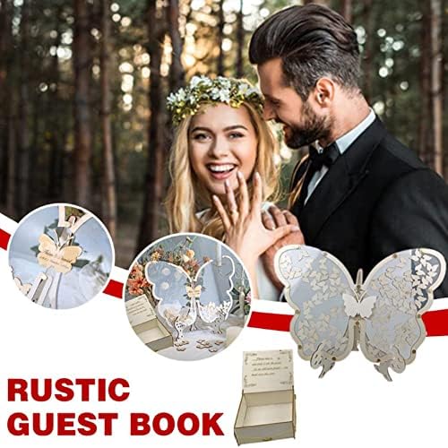 Livro de convidados de casamento Vumsyme Livro de convidados de borboleta de madeira Drop 1set Butterfly Frame