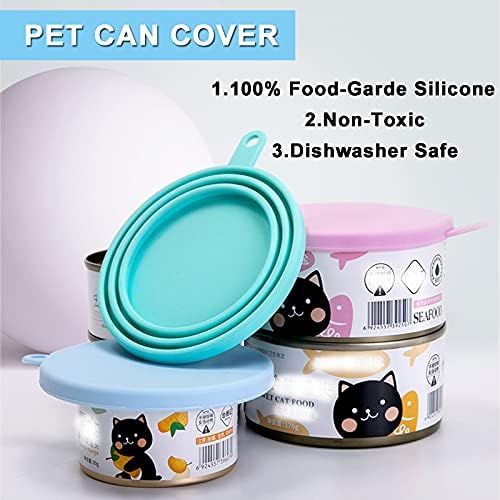 Pet WafJamf Silicone Pet Cobs, Dog Cat Food Can Wids and Spuons, Universal BPA Free, Fit Multy Tamanhos Lavagem de Prato Safe-3pack