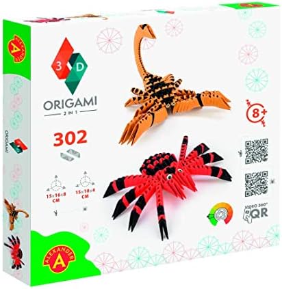 Origami 3D 501838 - 3D Spider and Scorpion - Bela escultura em papel 3D com componentes patenteados e instruções