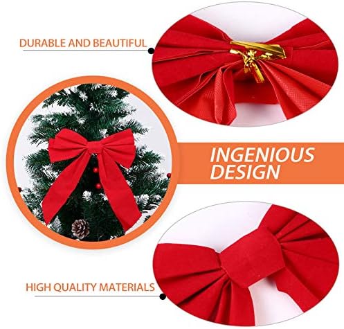 Cabilock Red Home Decor 10pcs Grande Christmas Bowknots Christmas Wreath Bow Christmas Árvore pendurada