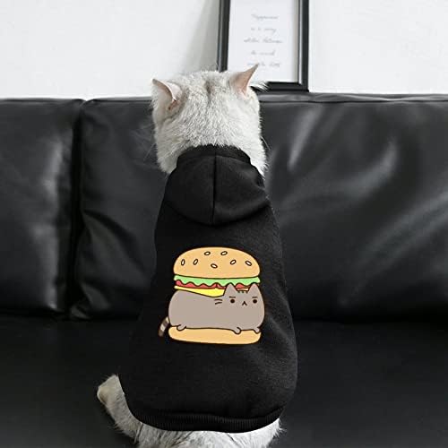 Engraçado gato hambúrguer moletom capuz de capuz de roupas de pullover para gato de cachorro