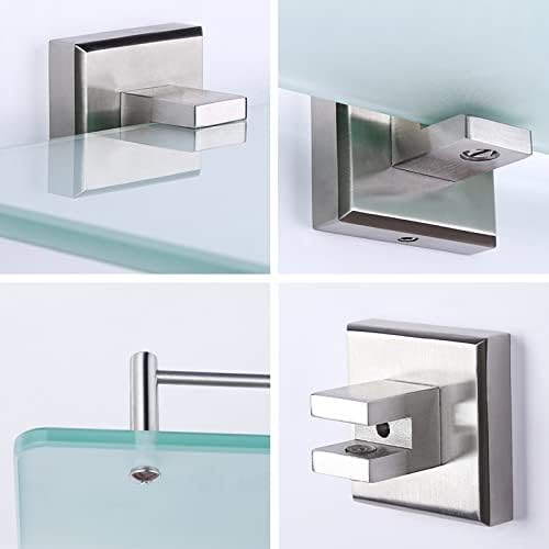 Homeideas Bathroom Glass Shelf - vidro temperado de 16,5 polegadas, prateleira de níquel escovada montada na