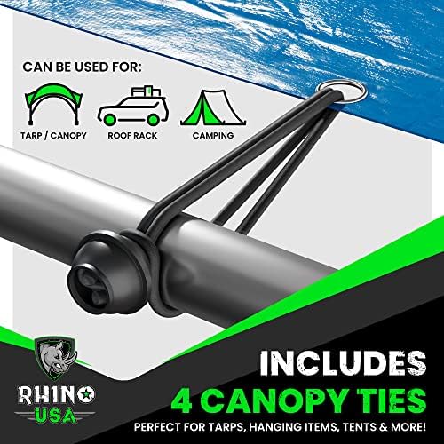 Rhino USA Bungee Cords com ganchos - variedade de 28pc de serviço pesado com 4 clipes de lona grátis, sacola
