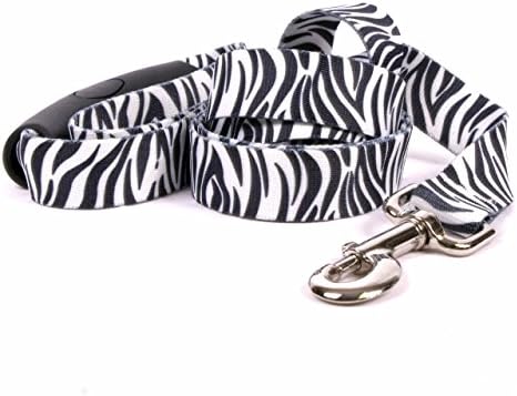 Design de cão amarelo zebra preto ez grip cão coleira com conforto tamanho grande-tamanho-1 largo e 5 pés