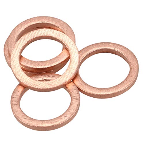 Arruela de anel de cobre redonda plana de 50pcs 10mmx14mmx1.5mm arruelas de vedação métrica