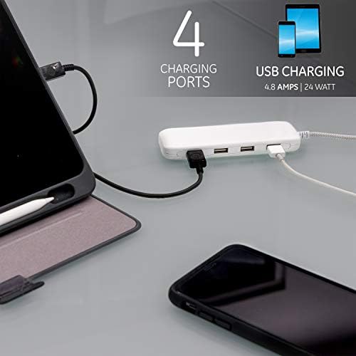 GE Ultra Pro 4 Porta USB Faixa de energia do cabo de extensão e 2 Protetor de onda USB, 12W/2.4A