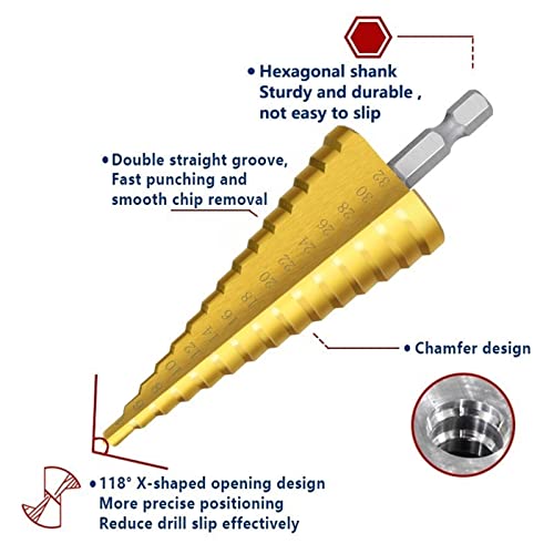 Etapa de broca Hex Shank 3-12/4-12/20/32mm Coned Cone Drill Grill Bit para ferramenta de perfuração