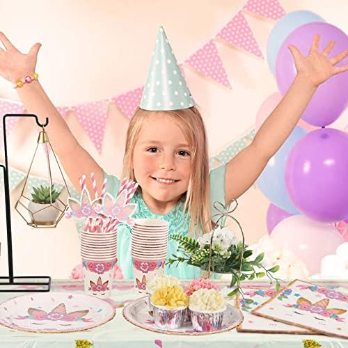 Sharlity serve 25 suprimentos de festas unicórnios Decorações de aniversário de unicórnio para meninas servem