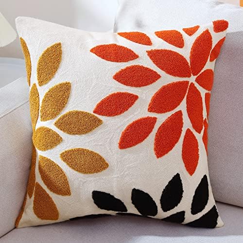 Ficakst Boho Throw Pillow Capas texturizadas 18x18 polegadas modernas Absract Decorativo laranja
