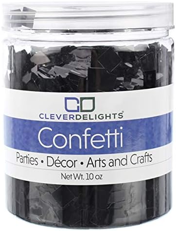 CleverDelights Confetti quadrado de 3/8 - Black metálico - 10oz a granel - Confetti de folha brilhante