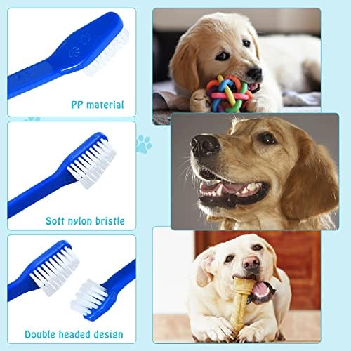 Escova de dentes de cachorro de 60 PCs, conjunto de dentes de dentes de cachorro dental com cabeça dupla,