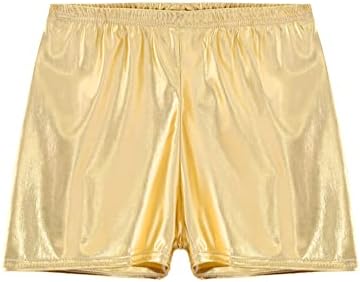 Chictry Women's Shiny Metallic Shorts Mid Caist Rave Disco Booty Dance Bottoms Hot Pants