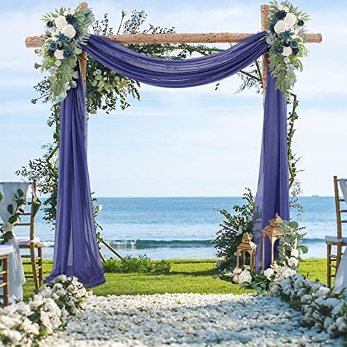 Partisky Wedding Arch Drapeing Taber, 2 painéis 6 jardas azul marinho pano de pano de fundo da