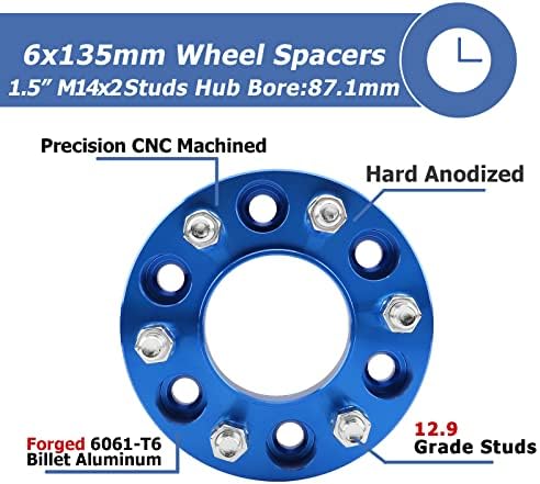 Ezisoe 1,5 polegada 6x135 espaçadores de rodas para 2004-2014 F150, 6x135 87,1mm Spacers de rodas