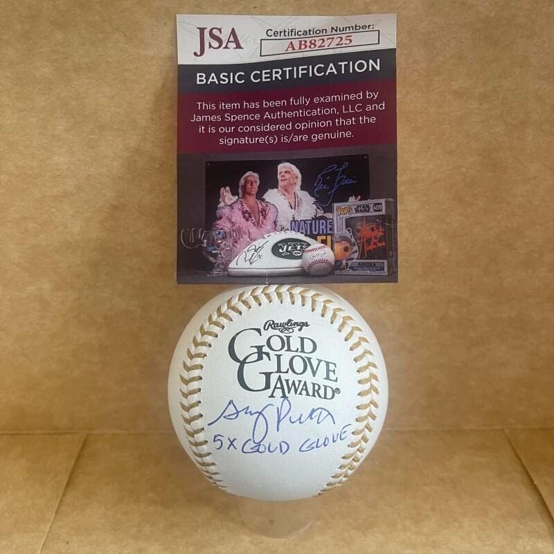 Gary Pettis 6x Gold Glove assinado Autographed Gold Glove Baseball JSA AB82725