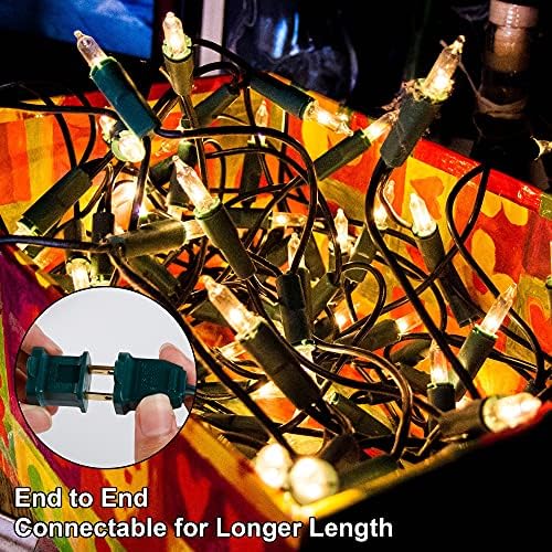 Luzes de Natal, 150 contagem de 33 pés de Natal Mini String Lights, Green Wire Fairy Lights, luzes de Natal conectáveis ​​de 120V Ul