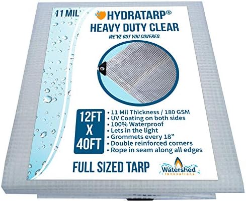 Innovações de bacias hidrográficas Hydratarp 11 mil Tarpe de estufa transparente pesada, 12 pés por 40